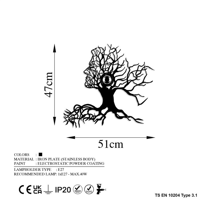 Opviq Tree Man Lámpara de pared negra Opviq Tree Man Lámpara de pared negra